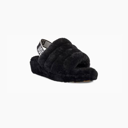 UGG Fluff Yeah Black Slides for Women (YACO97083)